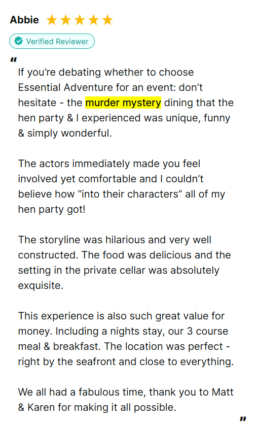 murder mystery review