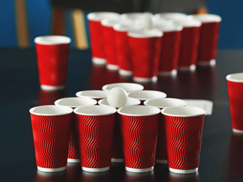 Prosecco Pong is a hen party drinking game twist