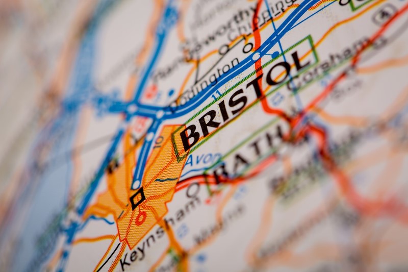 Map for Bristol which can be one of the cheapest stag do destinations in the UK